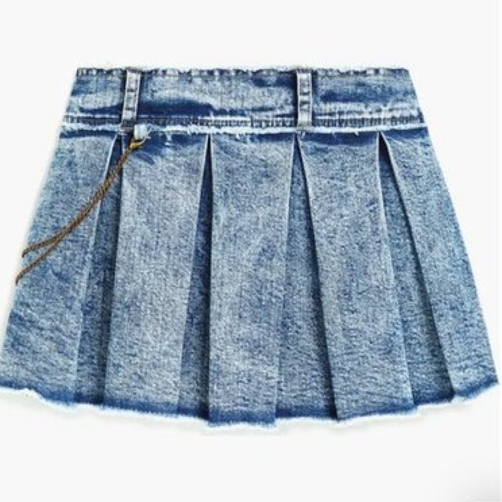 Tractr Kids’ Pleated Chain Detail Denim Skort –  (Big Kid) – NWT